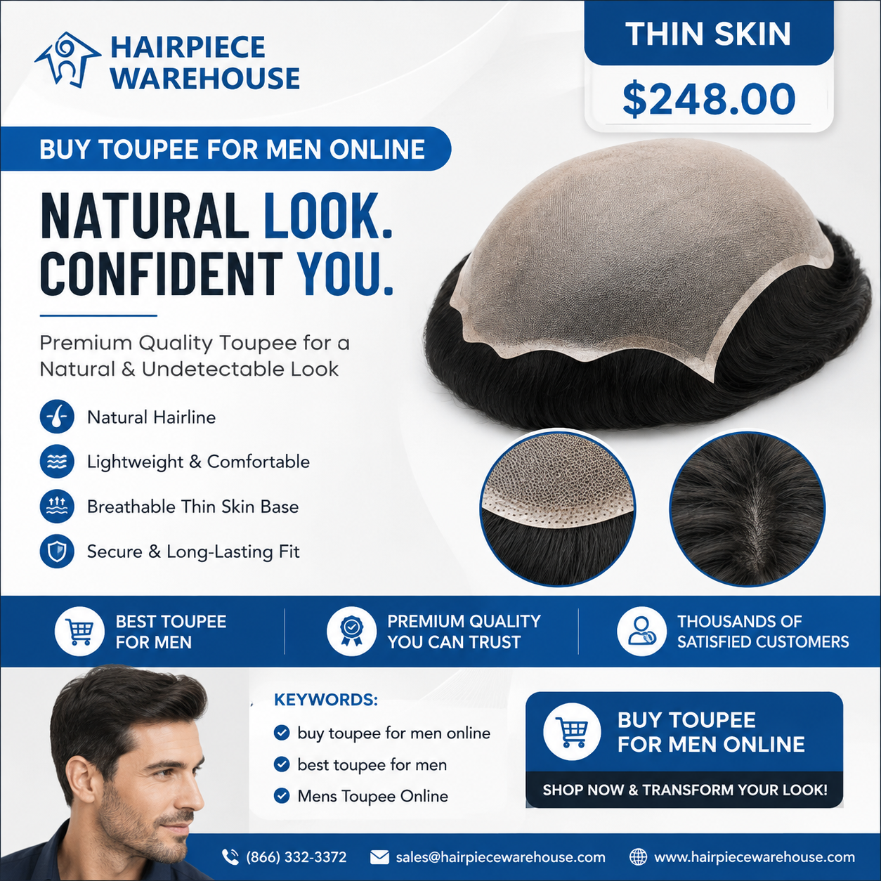 Buy Toupee for Men Online With Options for Different Hair Preferences